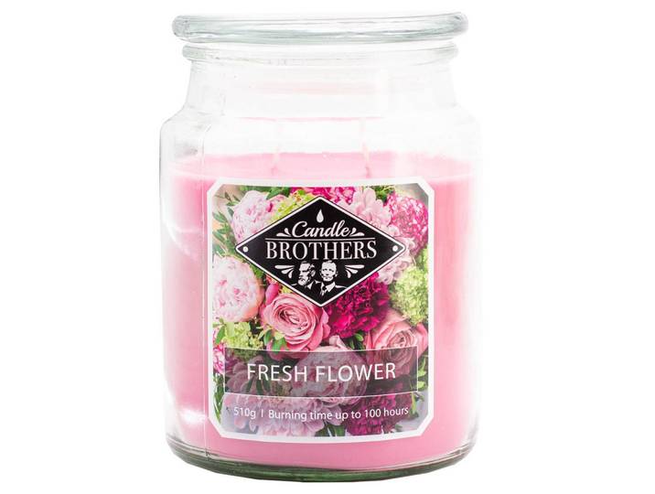 Duftkerze Mehrfarbig Fresh Flower Glas 100 h, Rosa, Naturmaterialien, Glas, Textil, 13 cm, Dekoration, Kerzen & Kerzenhalter, Duftkerzen