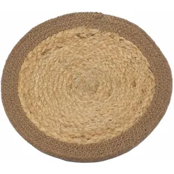 Natural Place Mat - Jute & Cotton 30cm - Natural Boarder