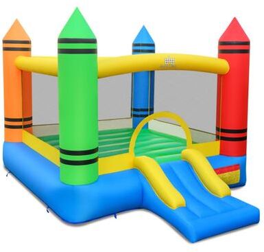 Costway Kids Inflatable Bounce House with Slide and Ocean Balls Not Included Blower