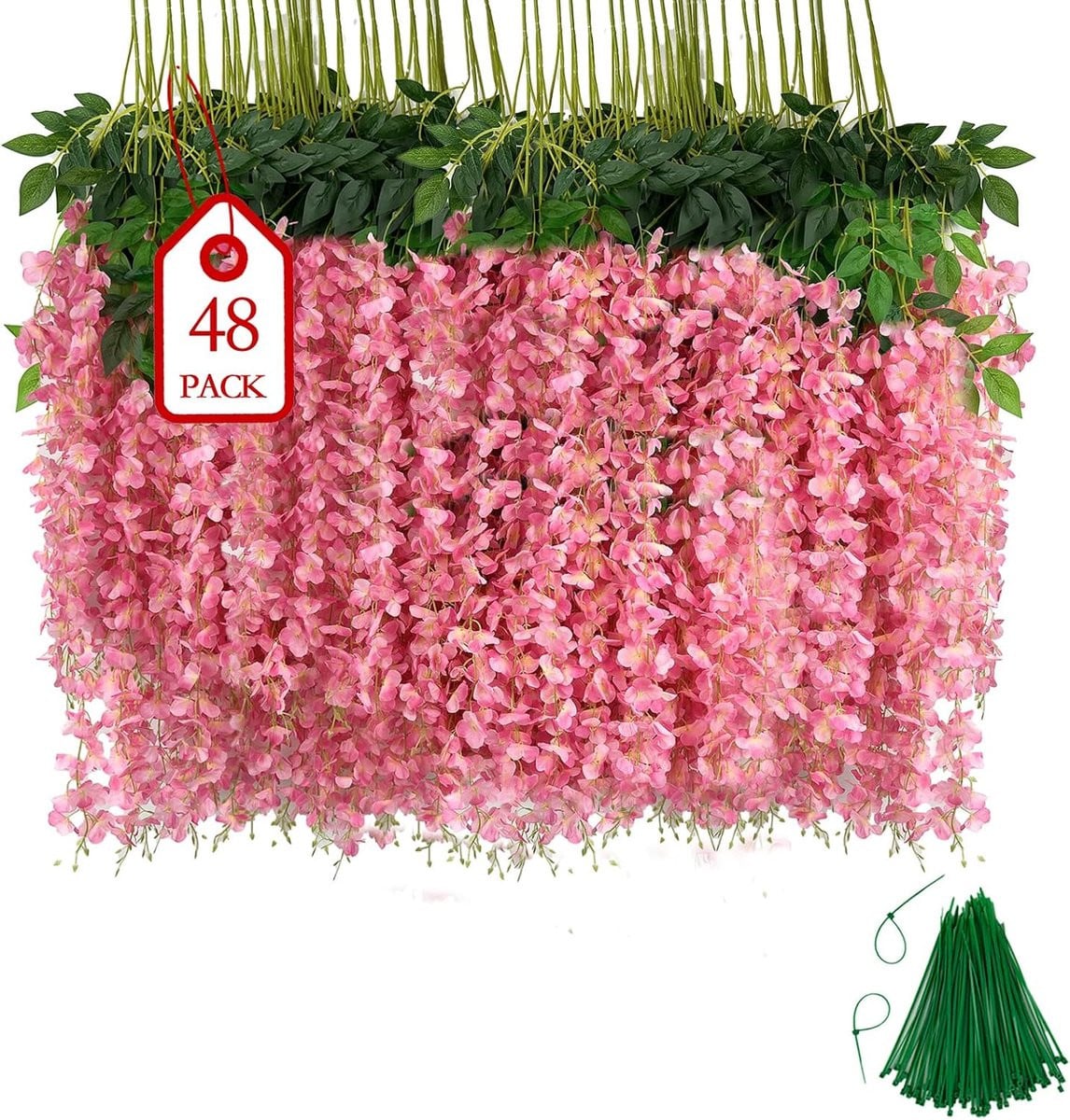 SnelShoppen 48 stuks kunstmatige hangende wisteria bloemen - Roze
