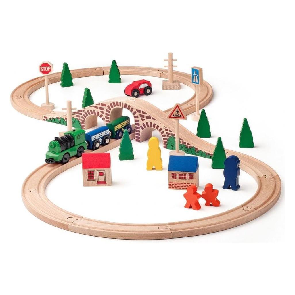 Hape Eisenbahnset in Form einer Acht mit einer batteriebetriebenen Lokomotive (93057) (91121)