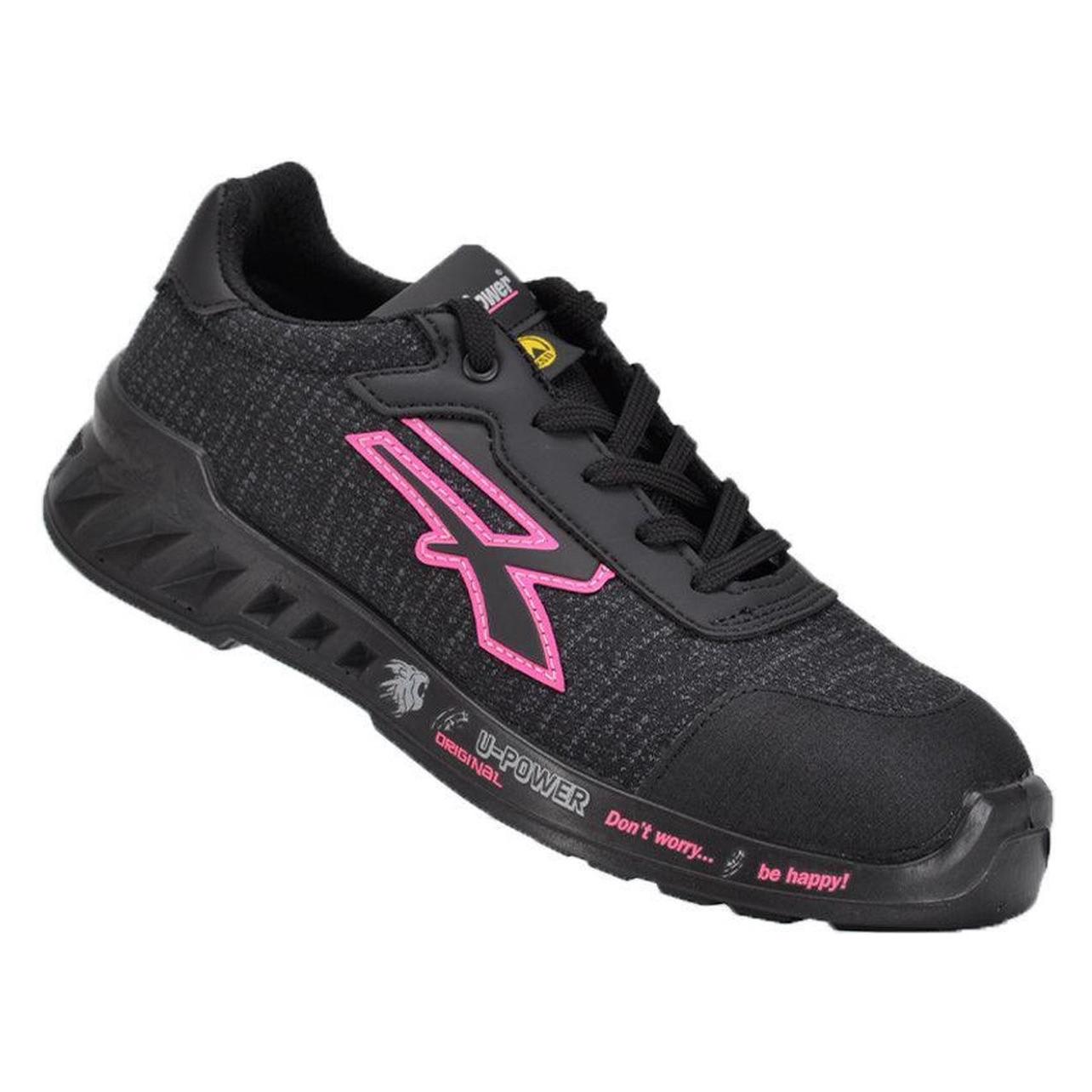 U-Power Damensicherheitsschuh MICHELLE Gr.40 schwarz/rosa S1P SRC ESD EN20345 (S1P, 40) (RV20086-40)