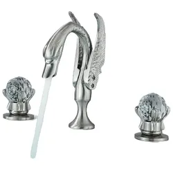 KLARWERK® ADRIAN | 3-Loch Badarmatur großer Schwan Chrom | Hotel Gastronomie Wasserhahn Badewanne 2 Griff Mischbatterie Waschtischarmatur