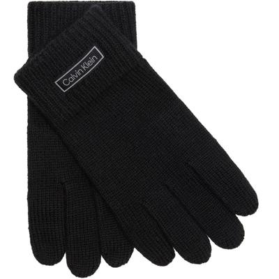 Strickhandschuhe CALVIN KLEIN JEANS, Herren, schwarz, Rippstrick, Wollmischung, unifarben, Handschuhe, Rippstrick, warme Wollmix-Qualität