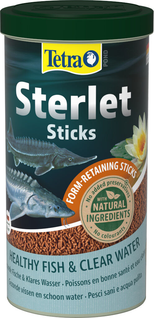 1 litro Tetra Pond Sterlet Sticks Bastoncini Mangime Completo Affondante per Storioni e Sterleti da Laghetto e Stagno