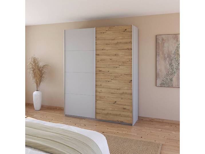 Armoire - Bicolore 181cm Gris/Gris soie