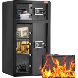 VEVOR Safe Tresor mit feuerfester Geldtasche, Doppeltüren-Safe 204 L, 2 höhenverstellbare Trennwände, digitaler Möbeltresor mit Schlüssel, Code, Safe für Geld Schmuck Wertsachen, Schwarz