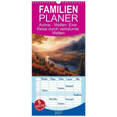 Familienplaner 2027 - Anime - Welten: Eine Reise durch verträumte Welten mit 5 Spalten (Wandkalender, 21 x 45 cm) CALVENDO