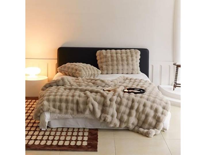 ZHANGXIAOMIN Bubble Decke Weiß Kuscheldecke Flauschig Fellimitat Decke Kuscheldecke Flauschig Flauschige Decke Fluffy Blanket Bubble Decke FüR Bett Sofa Casual Decke (Khaki,160 x 200 cm)