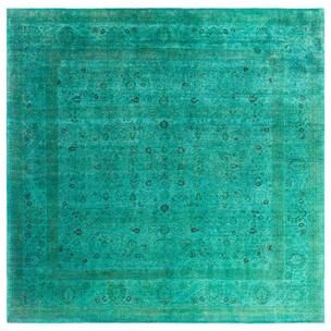 Overton "Fine Vibrance One-of-a-Kind Hand-Knotted Area Rug - Green, 9' 2"" x 9' 4"" - 9' 2"" x 9' 4"""