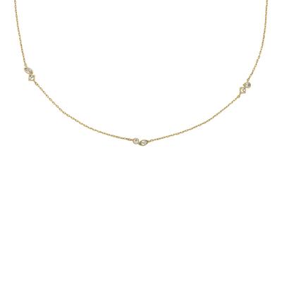 Kette ohne Anhänger FOSSIL "Schmuck Geschenk Metall Halskette ELLIS", gold (gelbgoldfarben, kristallweiß), Halsketten, Damen, Metall, L: 45,5 B: 1mm, mit Zirkonia (synth.), B:1mm