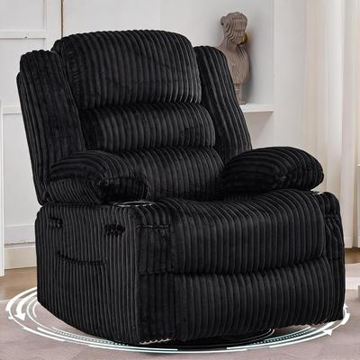 Garvee Wide 21.3 Inch Seat Rocker Recliner Chair 360° Swivel Corduroy Fabric for Home Office