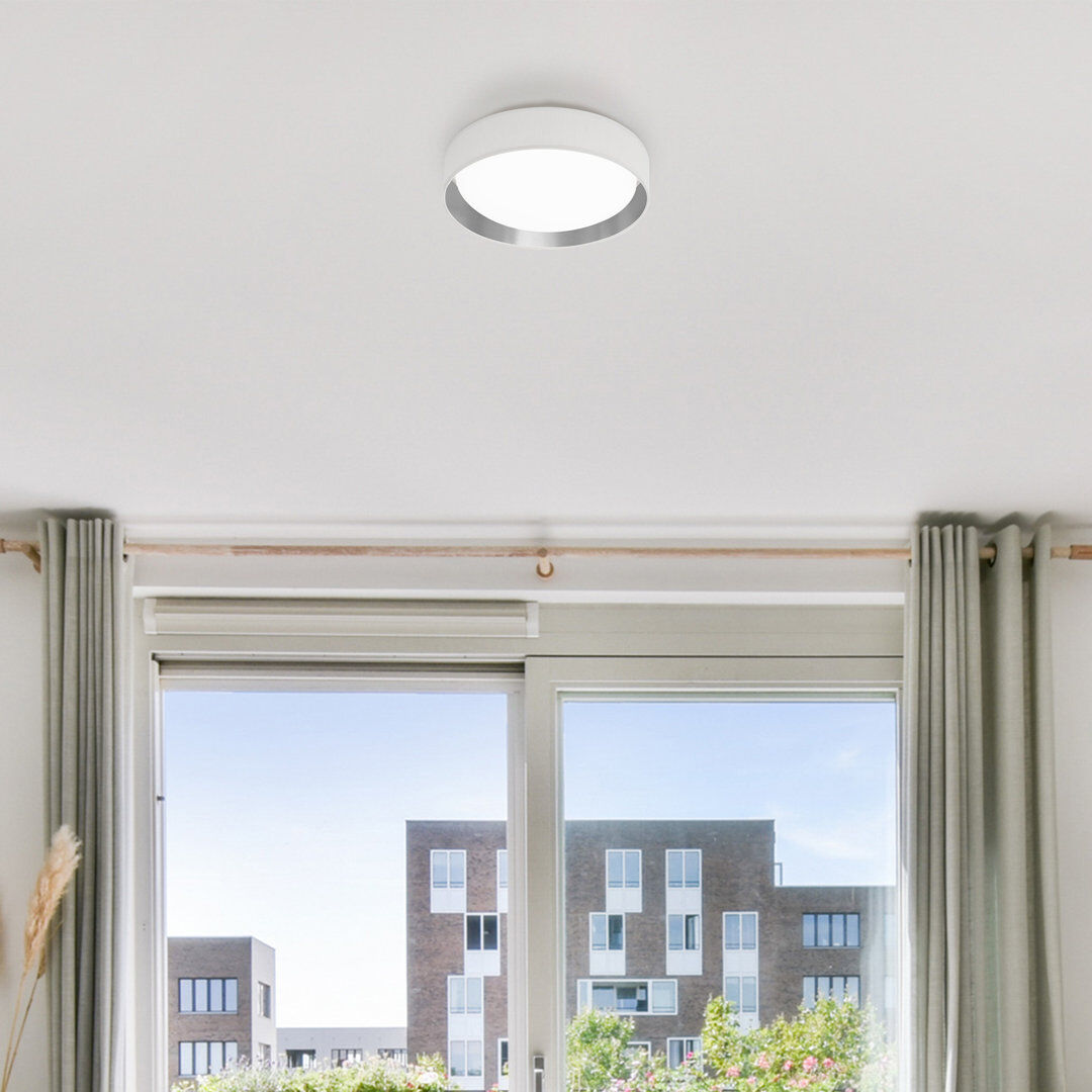 Etta Avenue Terrence LED Flush Mount White/Silver 10.5cm H x 37cm W x 37cm D