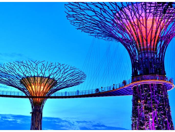 Fototapete PAPERMOON Singapore Bay Supertrees , bunt, B:1,5m L:1,11m, Vlies, Tapeten, Fototapete