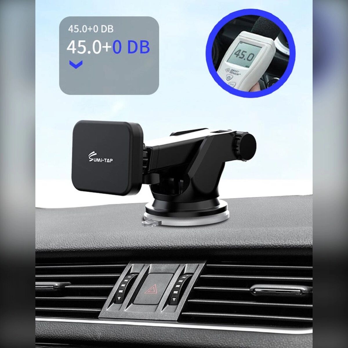 INF Quadratische magnetische Auto-Handyhalterung mit Saugnapf – Teleskoparm, mehrgelenk-verstellbar, universell kompatibel mit Blau