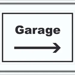 HB-Druck Garage Schild mit Text und Richtungspfeil rechts Auto Stellplatz waagerecht A0 (841x1189mm)
