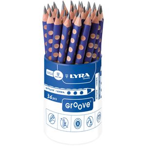 Lyra Bleistift Groove Graphit, Härte B, mit Griffmulden, 36 Stück