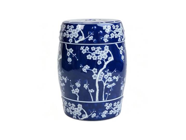 Keramik-Gartenhocker, Handbemalter Dekorativer Trommel-Akzenttisch For Den Innen- Und Außenbereich, Glasierte Blaue Und Weiße Chinoiserie, Beistelltisch For Terrasse, Wohnzimmer, Schlafzimmer