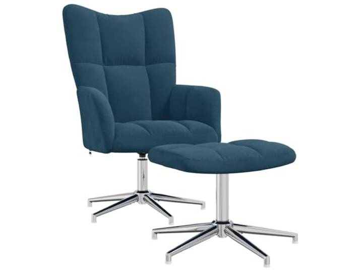 vidaXL Relaxsessel mit Hocker Blau Samt