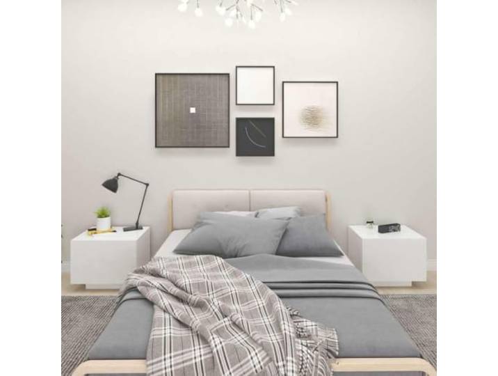 HEFZGDB Nachttisch Weiß 100x35x40 cm Holzwerkstoff Stauraum Beistellschrank Langlebig Stabile Konstruktion Organisiert Aufbewahrung Dekorative Oberplatte