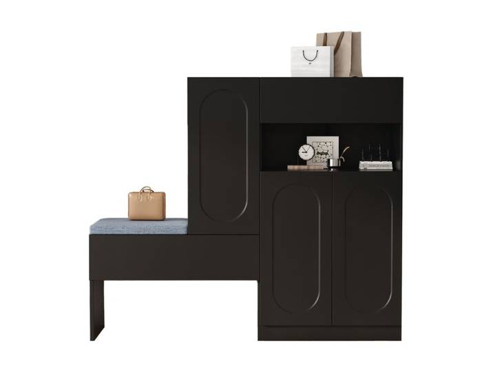 Banc de rangement pour chaussures armoire à chaussures banc à chaussures étagère à chaussures avec siège rembourré 130×35×110 cm