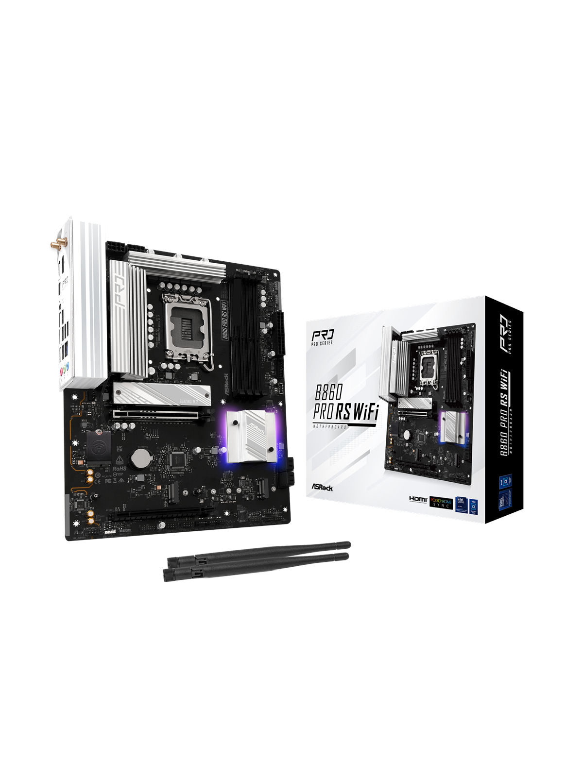 ASRock B860 Pro RS WiFi Mainboard - Intel B860 - Intel LGA1851 - DDR5 RAM - ATX