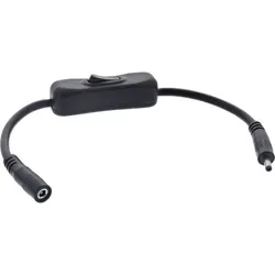 INLINE DC Kabel mit Schalter, DC ST/BU 3,5x1,35mm, AWG 18, schwarz, 0,20m