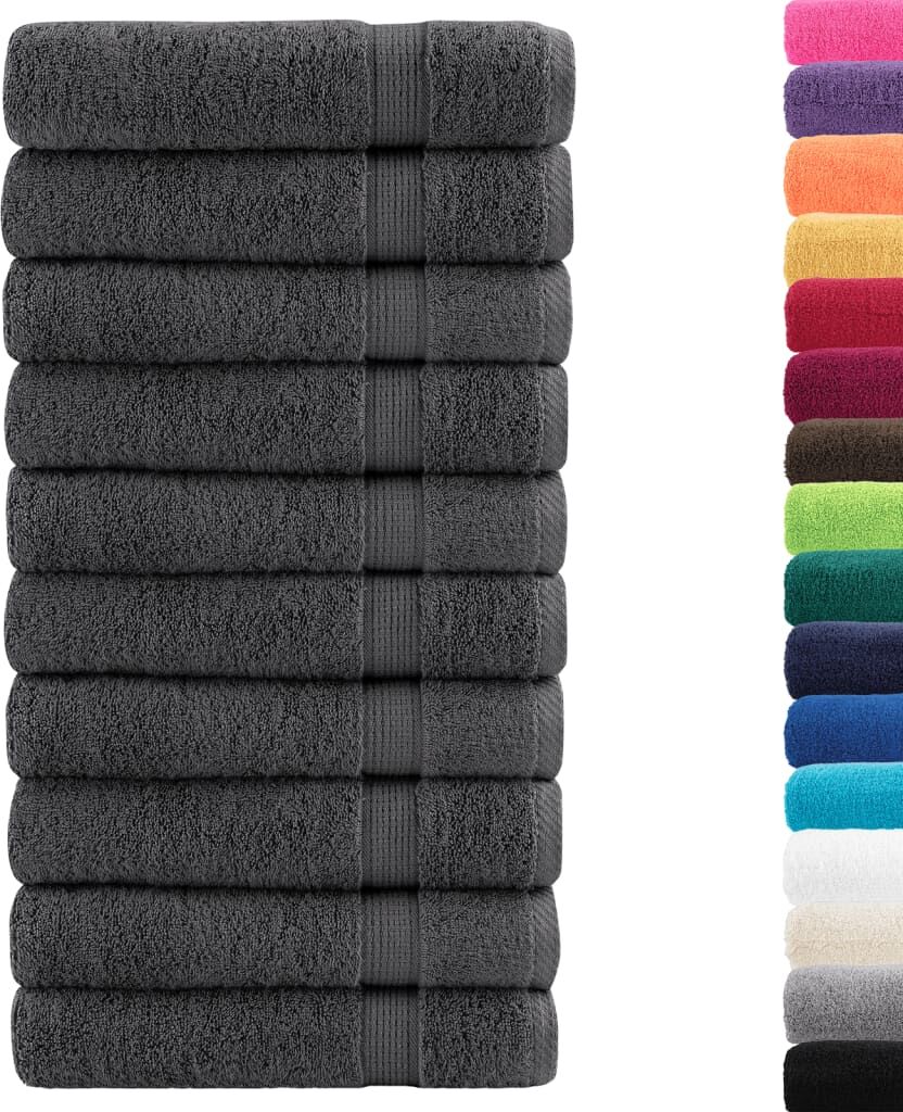 vidaXL Serviettes de douche de qualité sup. SOLUND 10 pcs anthracite