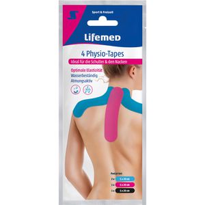 Lifemed Kinesio-Tape Schulter & Nacken, 4 Stück, 20 x 5 cm, wasserfest, elastisch, farbig sortiert