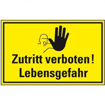 Aufkleber I Hinweisschild Zutritt verboten! Lebensgefahr, Folie, selbstklebend, 300x200mm