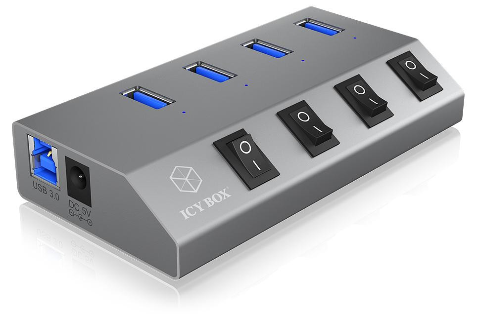 IcyBox USB 4-poorts snellader 5V 20W IB-HUB1405