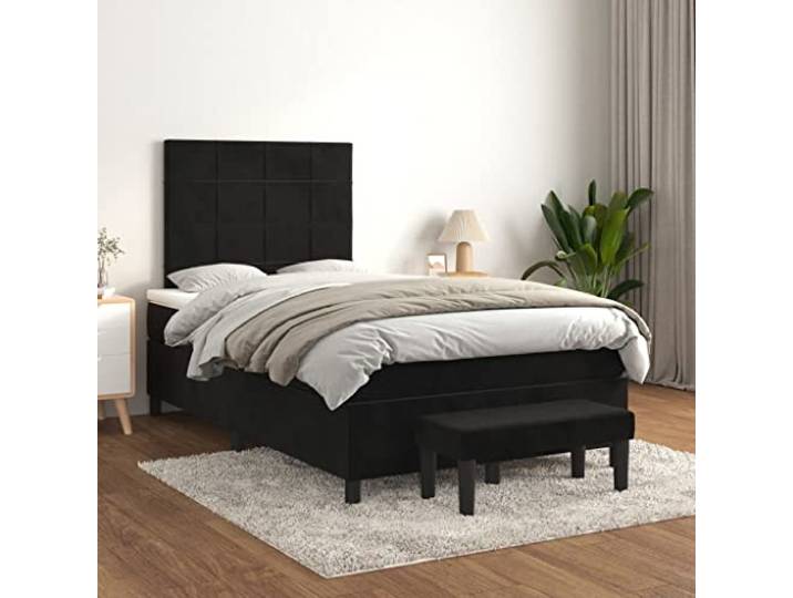 RJPLMFV Bettgestell, Velours, Schwarz, 120 x 200 cm, mit verstellbarem Kopfteil