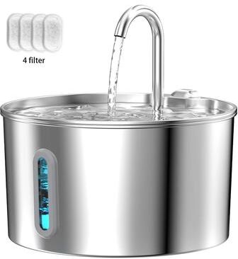 Uplifted Finds 2.2L Stainless Steel Automatic Cat Water Fountain With Visual Window e