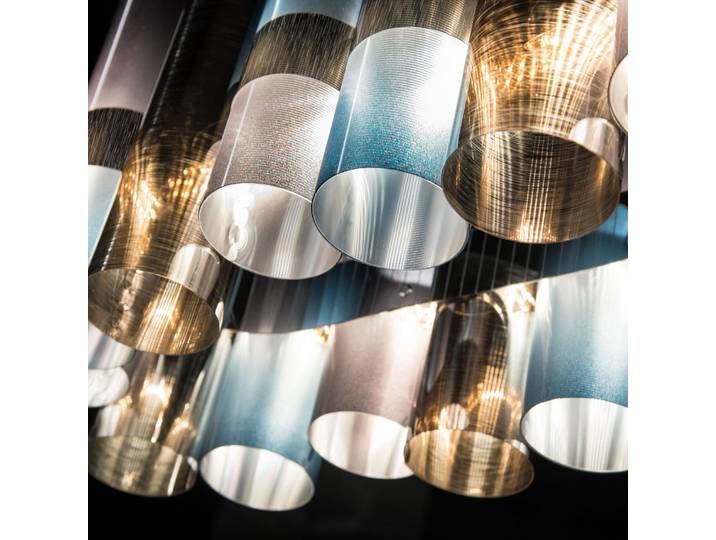 LED-Hängelampe La Lollo, zinnfarben, 100 cm - Slamp - Wohnzimmer - Design - Kunststoff - Mit Schirm