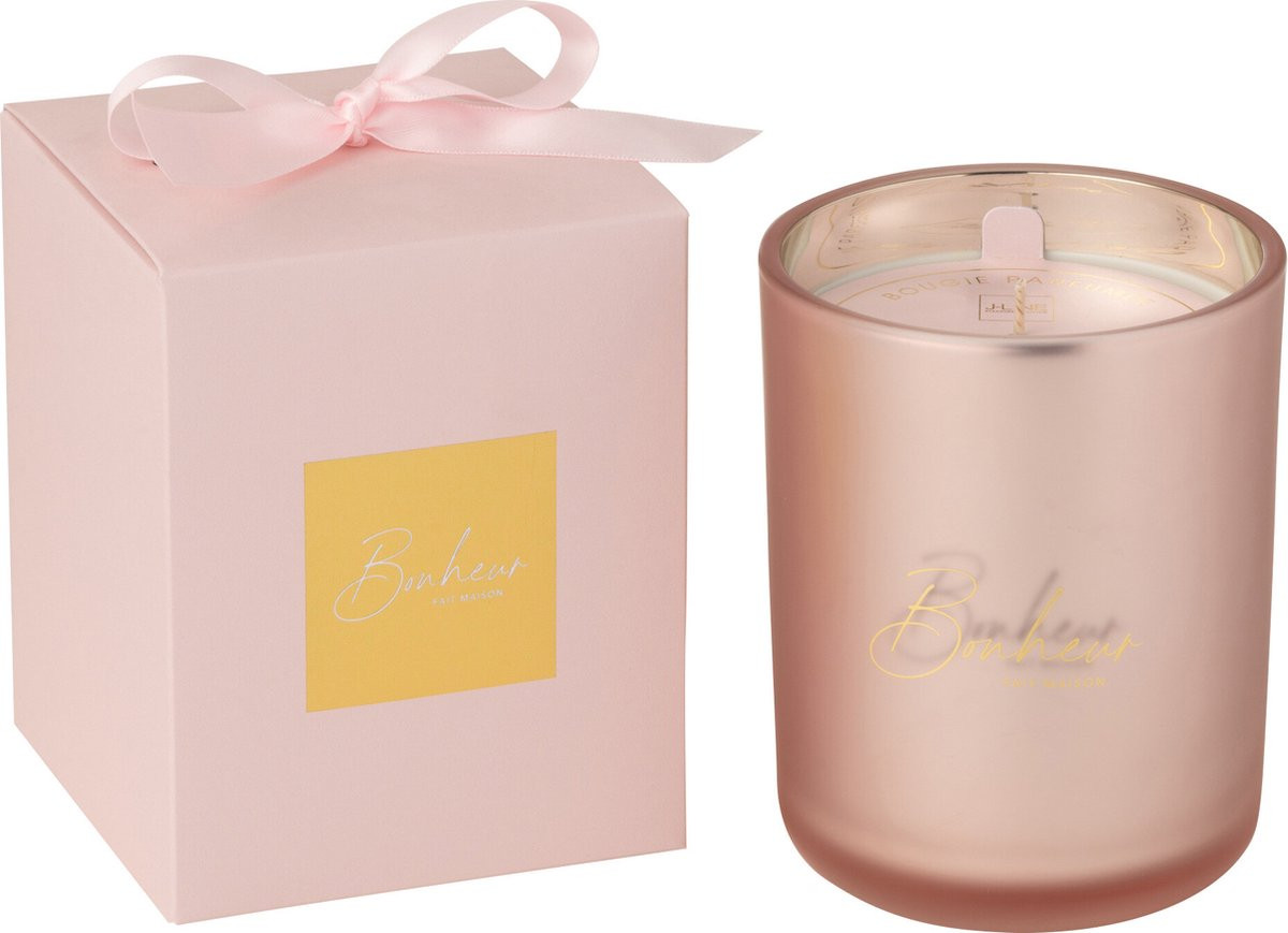 J-Line Bonheur geurkaars Sapphire Amber Tea - Roze - Large