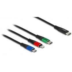 Delock USB-Ladekabel USB 2.0 USB-C® Stecker, USB-C® Stecker, USB-Micro-B Stecker, Apple Lightning Stecker 0.30 m Schwarz 86820