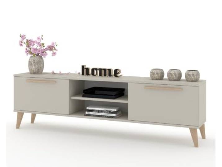 Euro Style TV-Lowboard STEHEND Fernsehschrank Weiß/Hochglanz/Sonoma Eiche/Kaschmir 100-160, 100 Kaschmir/Kaschmir