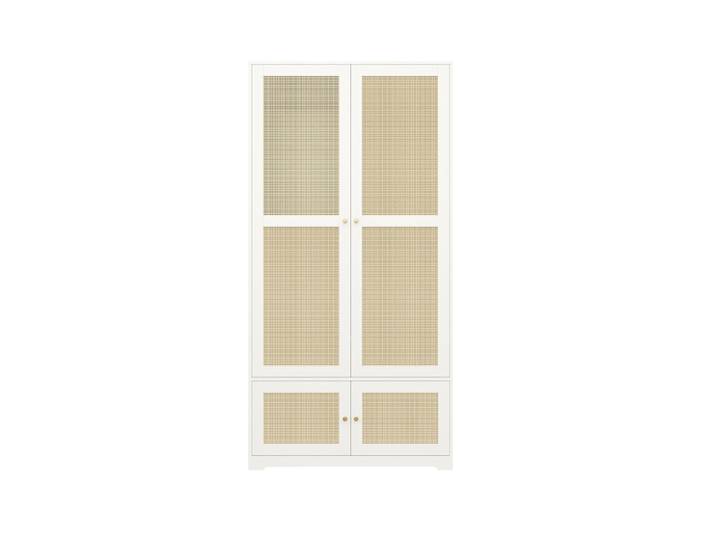 Armoire blanc 2 portes en rotin avec penderie 90x48x180cm