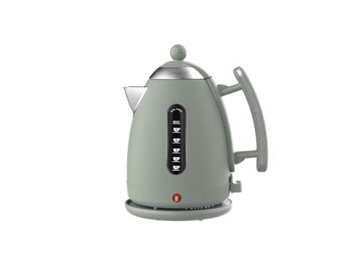Dualit LITE Wasserkocher Edelstahl 1,5L Salbei, 6 Tassen, Tropffrei Kompakter Retro Wasserkocher, zwei Wasserstandsanzeigen, für Tee & Kaffee, genaues Ablesen der Füllmenge, heizt schnell auf