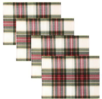 "Fabstyles Celebration Plaid High Quality Cotton Placemats Set of 4 - 13""x19"""