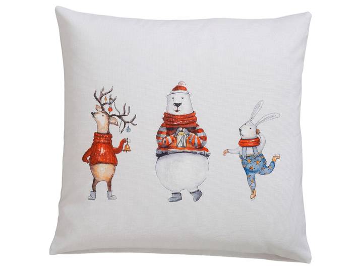 Kissenhüllen CASATEX Funny animals, Weihnachtsdeko , bunt (weiß, bunt), B:40cm L:40cm, Baumwolle, Obermaterial: 100% Baumwolle, Kissenbezüge, Kissenhüllen