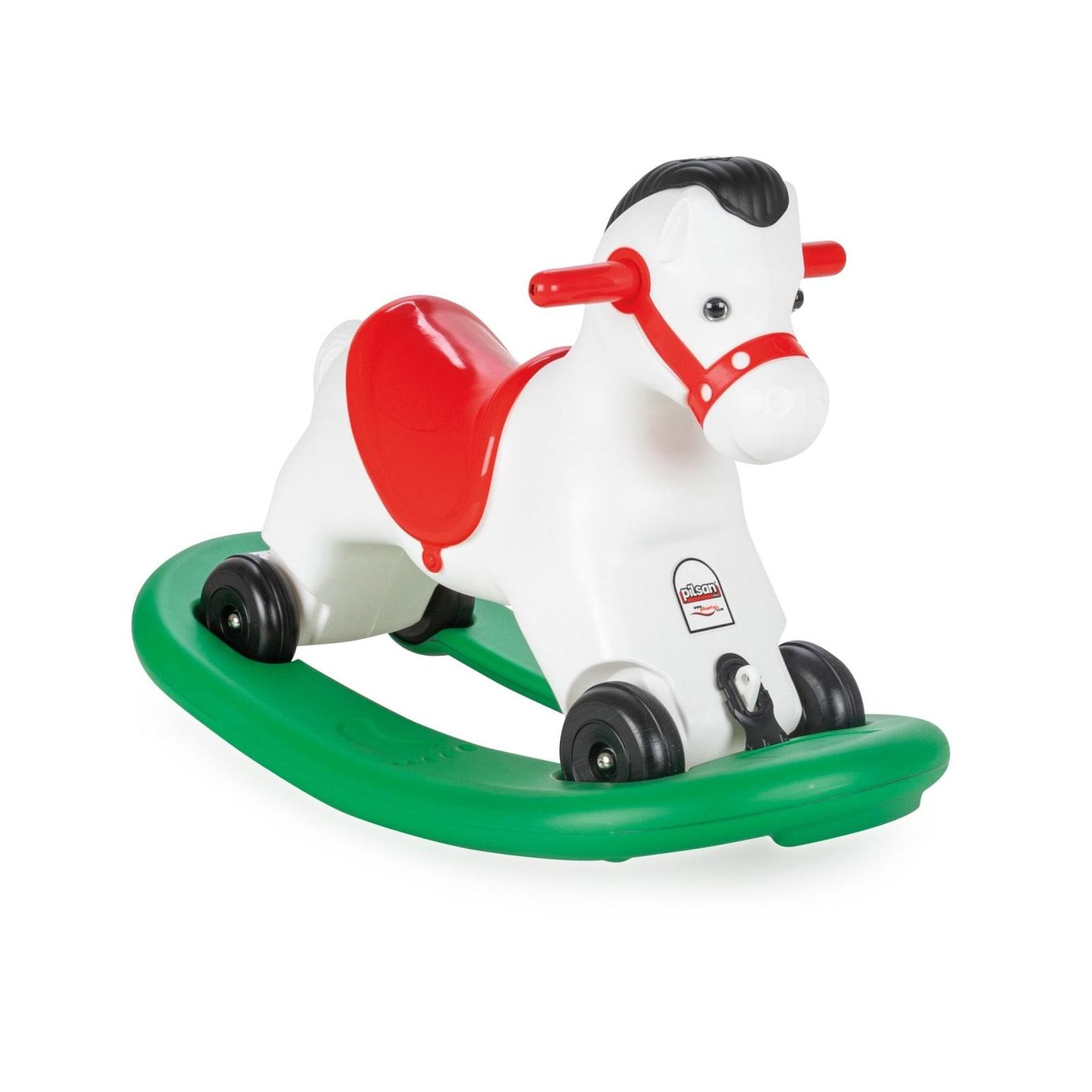 Rocking Horse mit Musik - Schaukelpferd und Rutscher 2 in 1 mit Rollen bis 50 kg