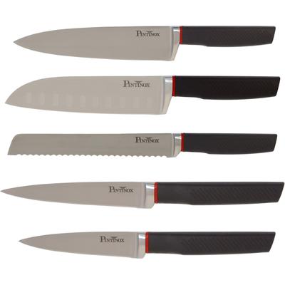 Messer-Set PINTINOX "Living", schwarz (edelstahlfarben, schwarz), Edelstahl, Kunststoff, Kochmesser-Sets, Edelstahl, spülmaschinengeeignet