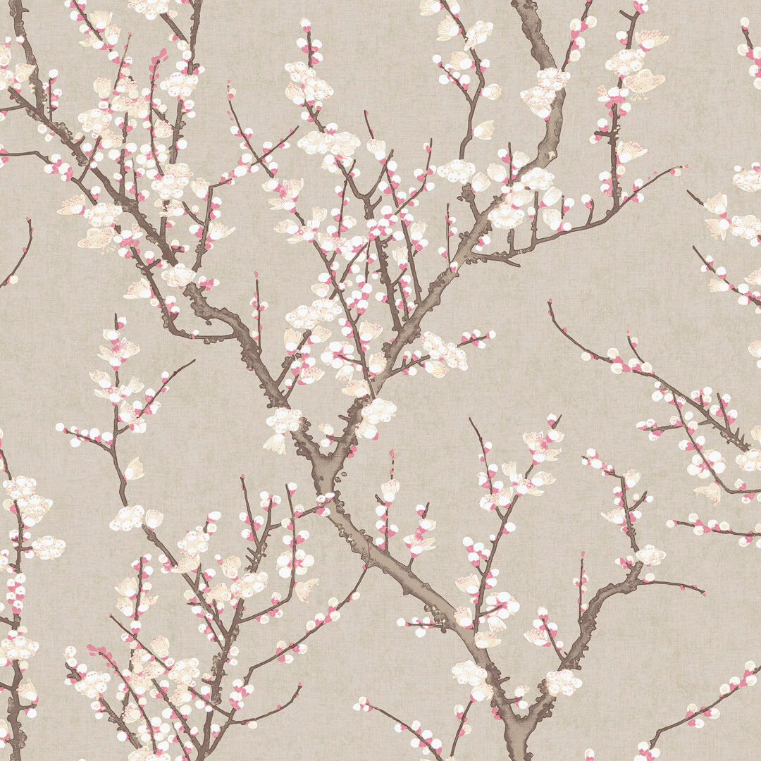 Brambly Cottage Laughlin Sakura Tree Design 10.05M X 53Cm Matte Wallpaper Roll Brown/Beige 10.05cm L