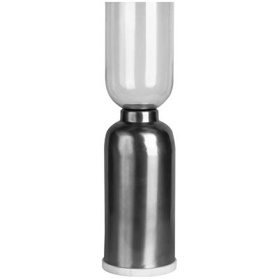 Kerzenhalter KAYOOM "Bodenkerzenhalter Shyam 125", schwarz, B:19cm, Metall, Kerzenhalter, Kerzenhalter, Bodenkerzenhalter aus Metall, Marmor-Sockel, Windlicht aus Glas