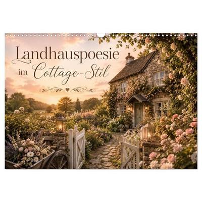Landhauspoesie im Cottage-Stil (Wandkalender 2027 DIN A3 quer), CALVENDO Monatskalender