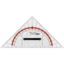 M+R Geometrie-Dreieck 17cm Acrylglas glasklar rot hinterlegt Packung mit 10 Stück
