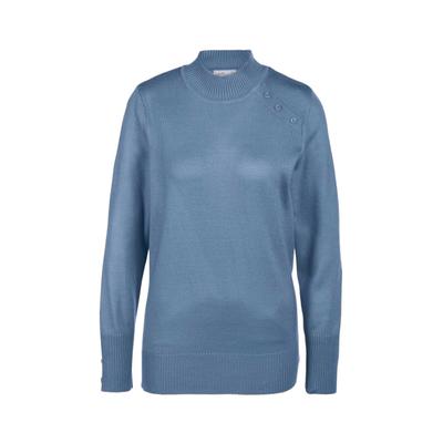 Strickpullover GOLDNER "Pflegeleichter Pullover mit Stehbundkragen", Damen, Gr. 52, blau, Obermaterial: 100% Polyacryl PAN., Rippe, Pullover Strickpullover, Mit liebevollen Details gearbeitet