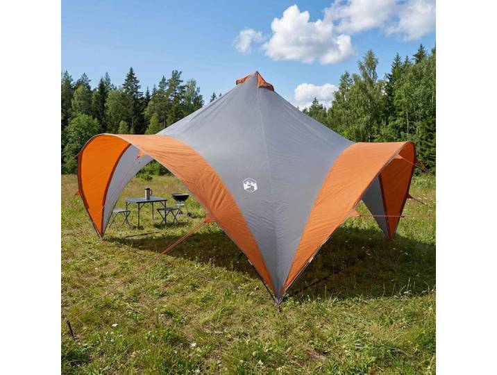 vidaXL Party-Zelt Grau und Orange 400 x 400 x 322 cm