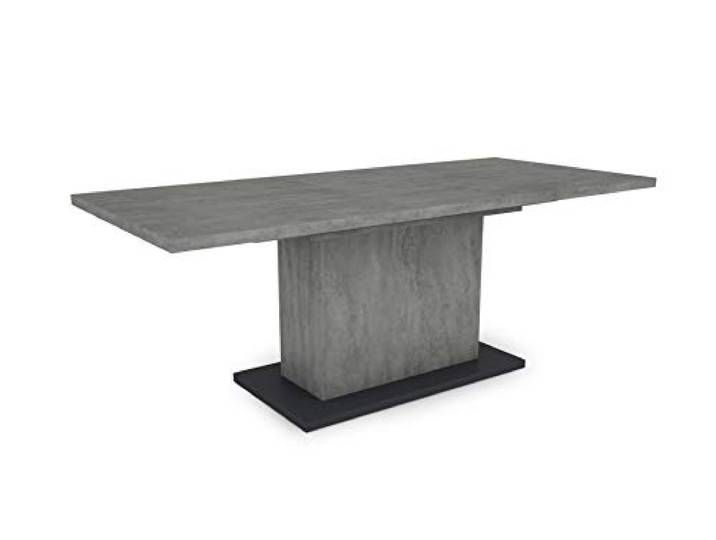byLIVING Esstisch Athen, ausziehbar 160–200 cm, Beton-Optik grau Säulentisch mit Synchronauszug und Einlegeplatte, B 160–200, H 75, T 90 cm